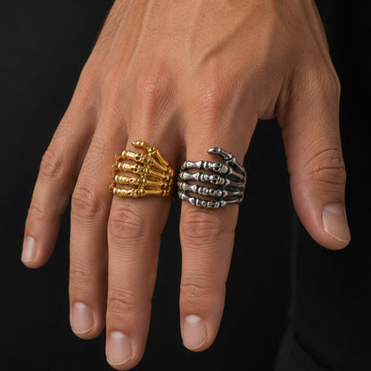 Gothic Skeleton Hand Bone Ring Size 12