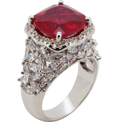 Birthstone Cushion Halo Cluster Cocktail Ring Size 9