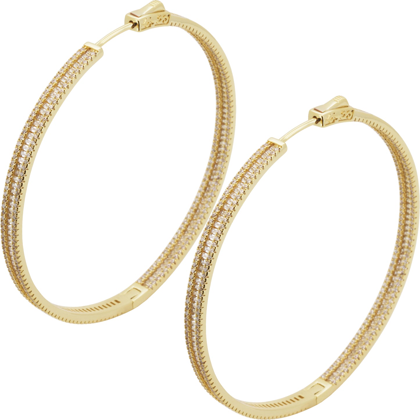4x60mm Pavé Baguette Hoops
