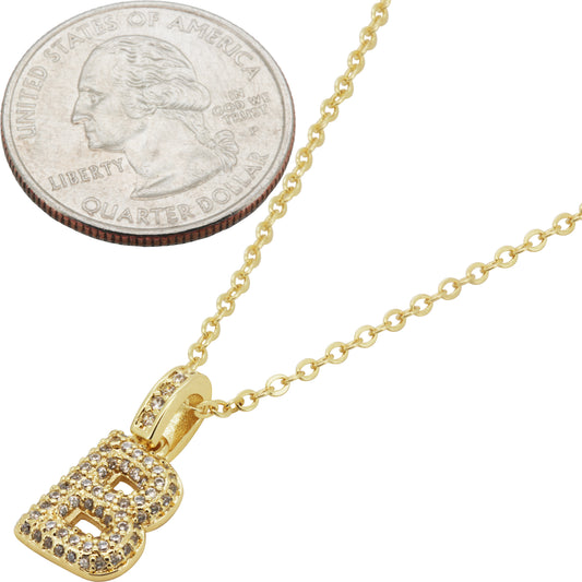 Bubble Initial Letter B Pendant Necklace 18"+2"