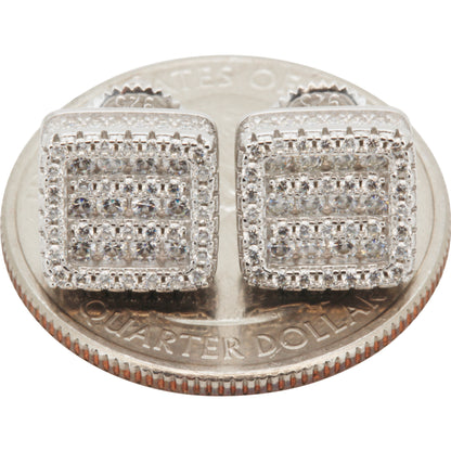 Moissanite 10mm Square Cluster Studs