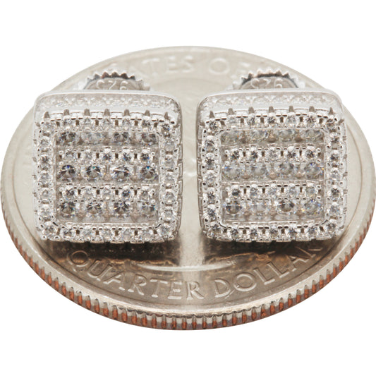 Moissanite 10mm Square Cluster Studs