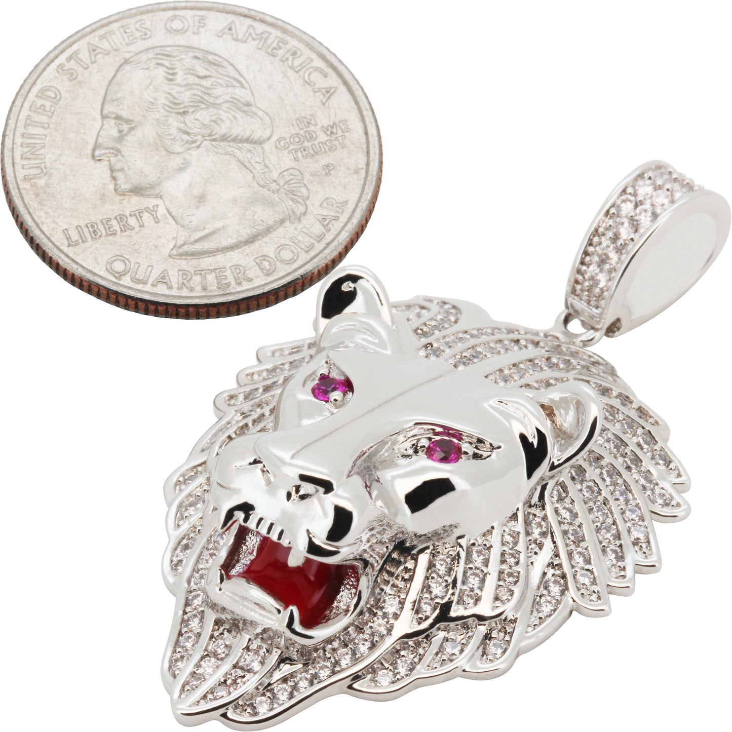 Lion Head Enamel Pendant