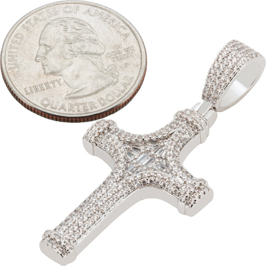 Baguette Cluster Cross Pendant