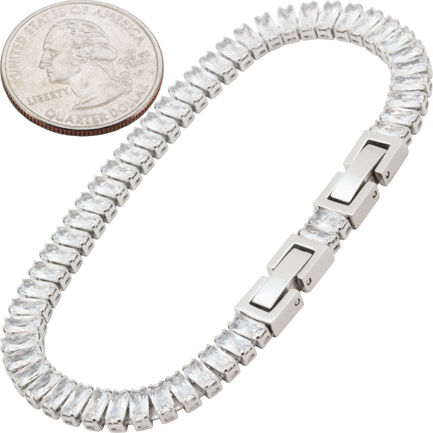 5mm Baguette Cut Tennis Bracelet 6.5”-7.5”