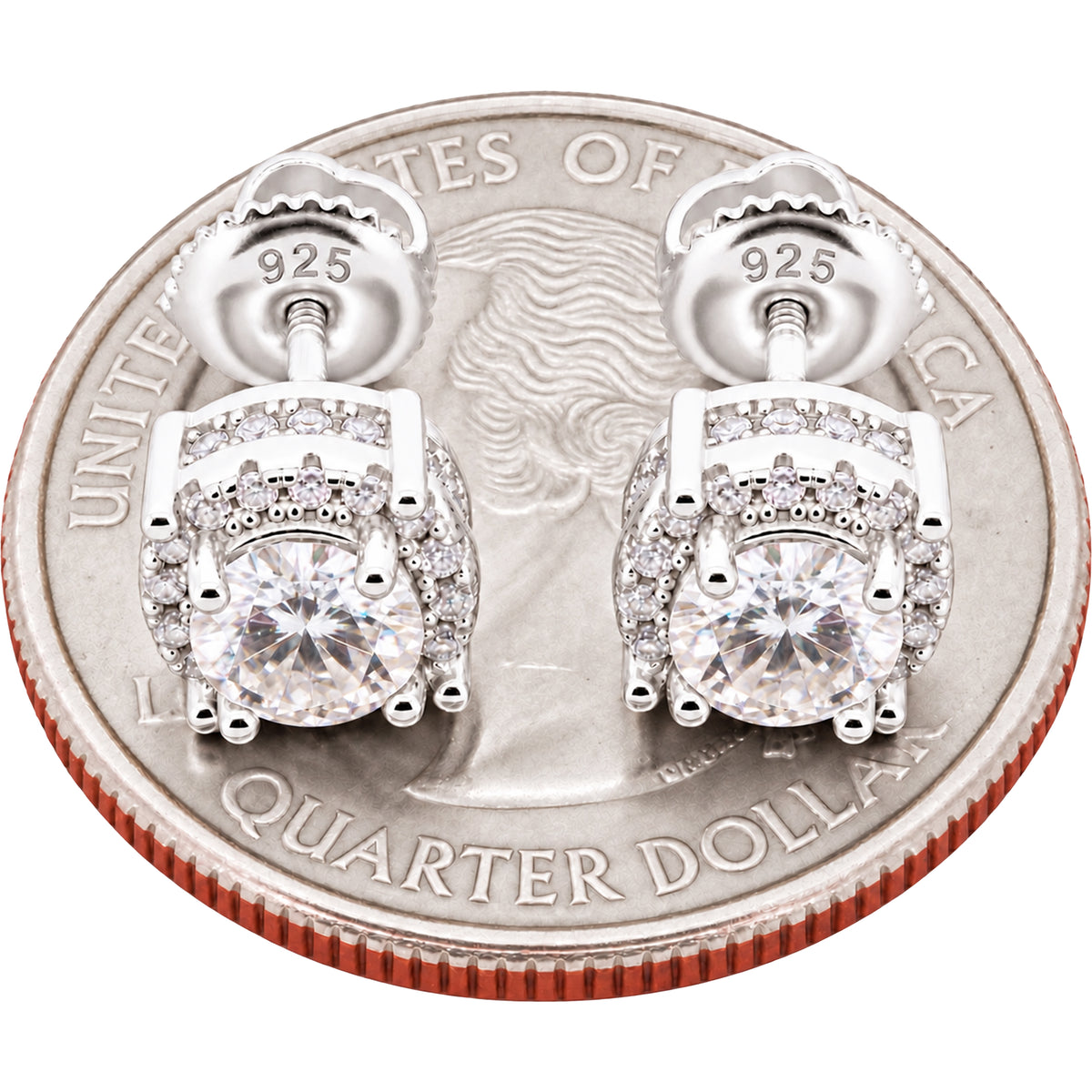 7.5mm Moissanite Circle Halo Studs