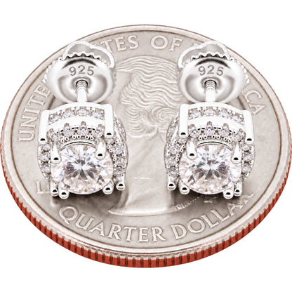 7.5mm Moissanite Circle Halo Studs