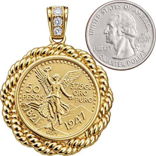 Mexican Centenario 50 Peso Coin Pendant