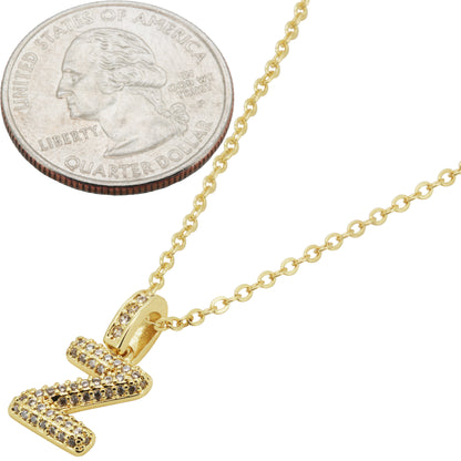 Bubble Initial Letter Z Pendant Necklace 18"+2"