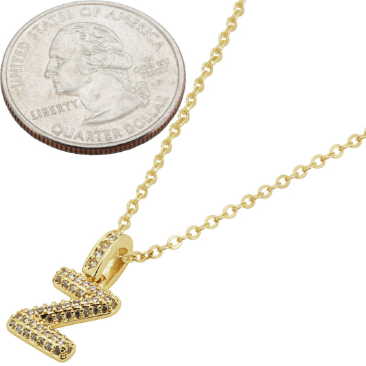 Bubble Initial Letter Z Pendant Necklace 18"+2"