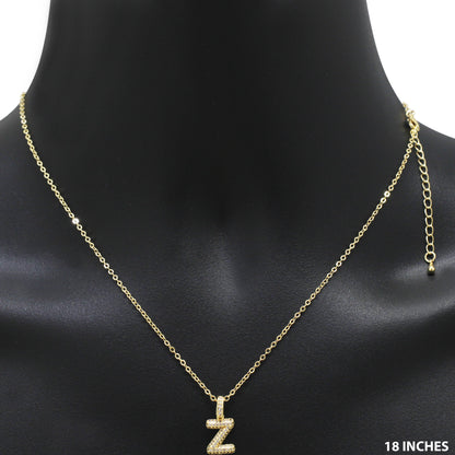 Bubble Initial Letter Z Pendant Necklace 18"+2"