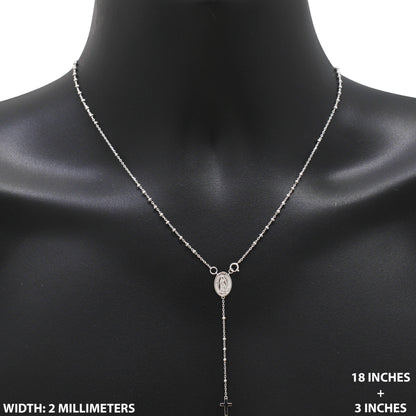 2mm Rosary Necklace 18"+3"