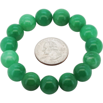 14mm Jade Gemstone Beaded Stretch Bracelet 7.5"