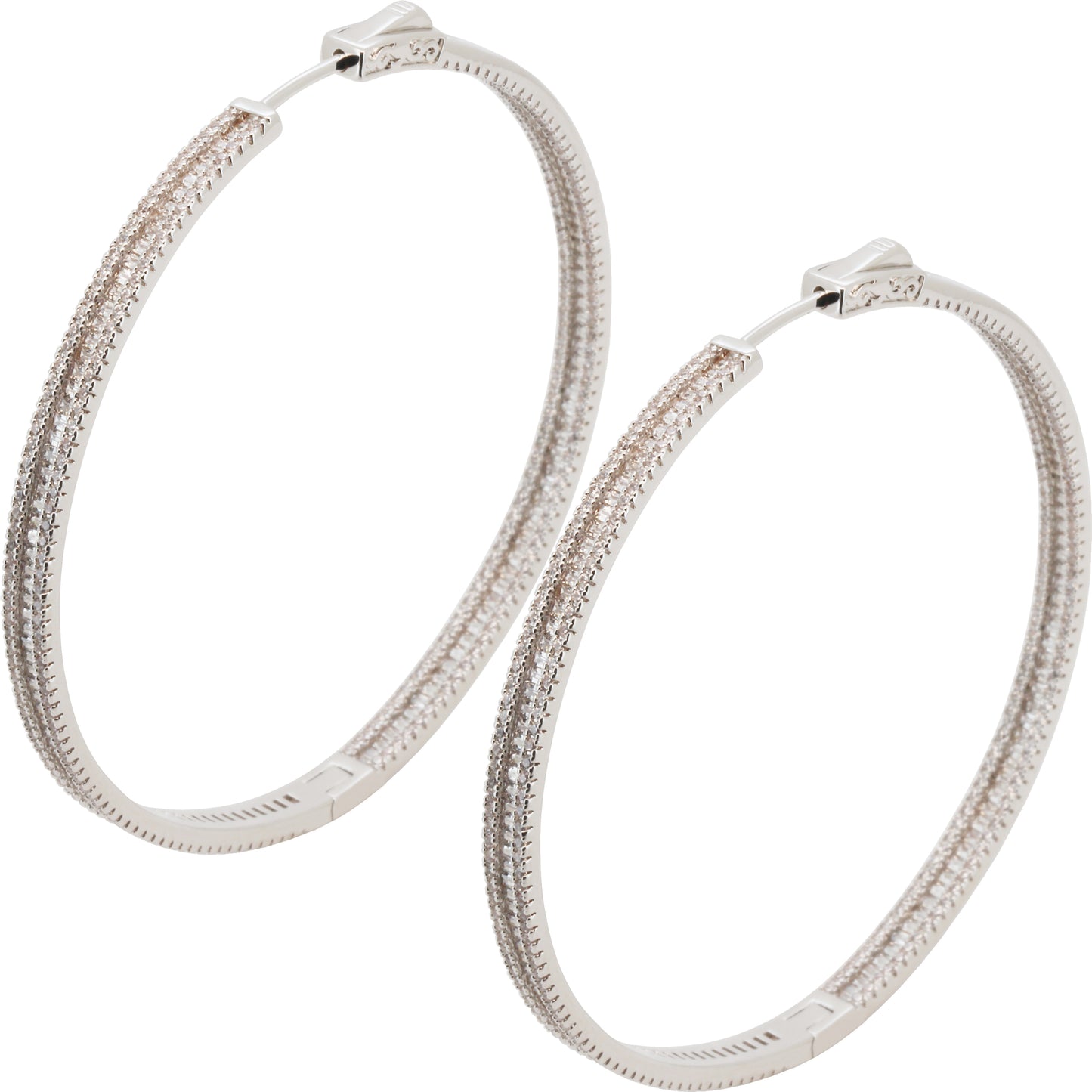 4x60mm Pavé Baguette Hoops