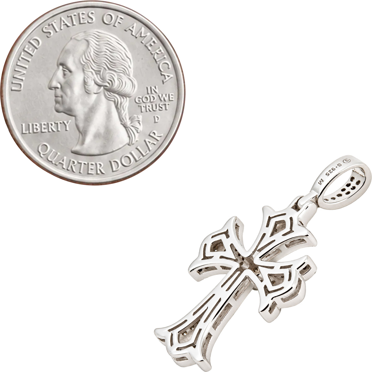 Moissanite Pavé Gothic Flared Cross Pendant S