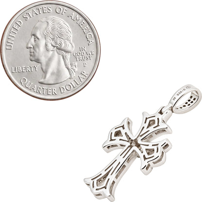 Moissanite Pavé Gothic Flared Cross Pendant S
