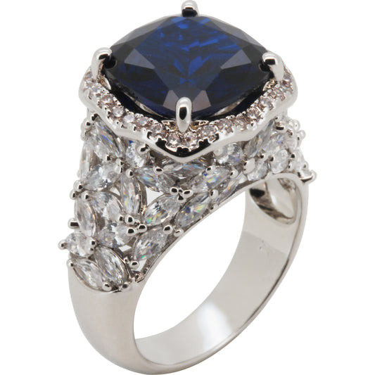 Birthstone Cushion Halo Cluster Cocktail Ring Size 6