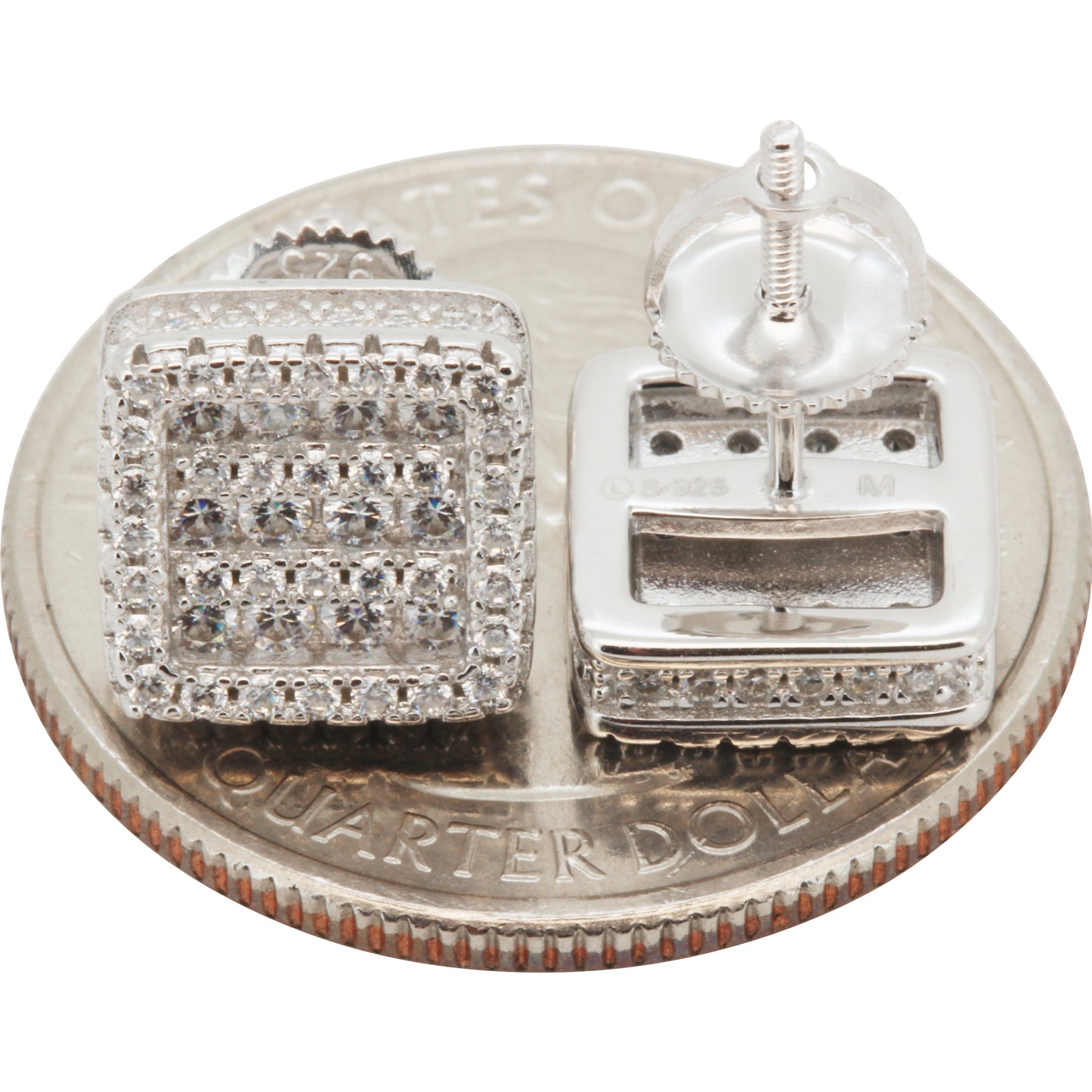 Moissanite 10mm Square Cluster Studs