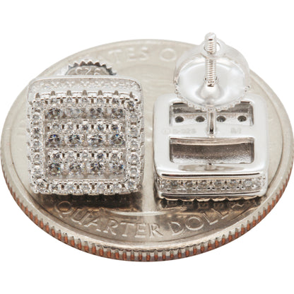 Moissanite 10mm Square Cluster Studs