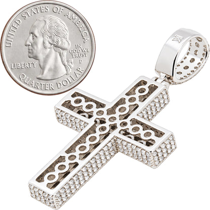 Single Row 3D Pavé Cross Pendant