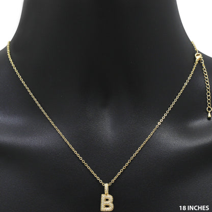 Bubble Initial Letter B Pendant Necklace 18"+2"