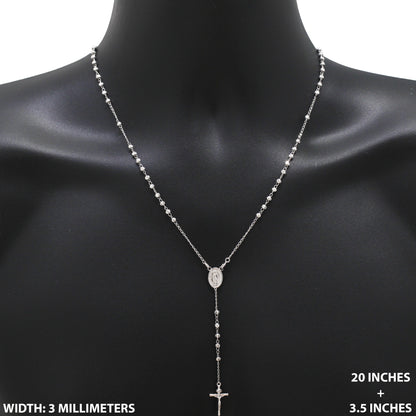 3mm Rosary Necklace 20"+3.5"