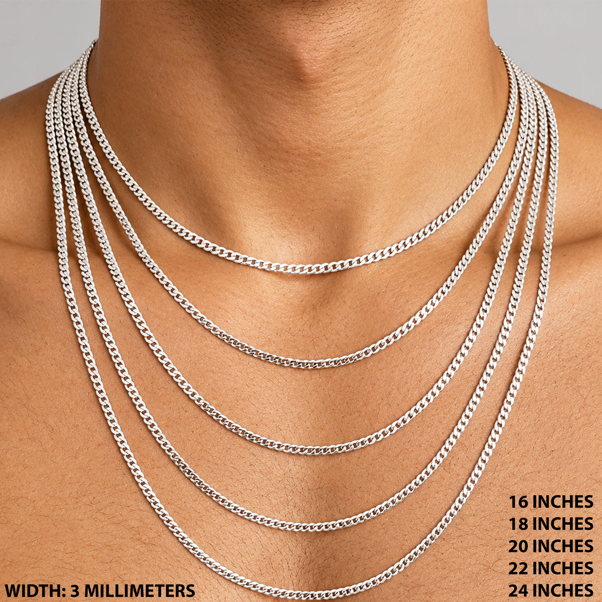 3mm Cuban Link Chain 18"
