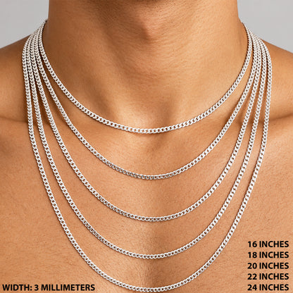 3mm Cuban Link Chain 18"