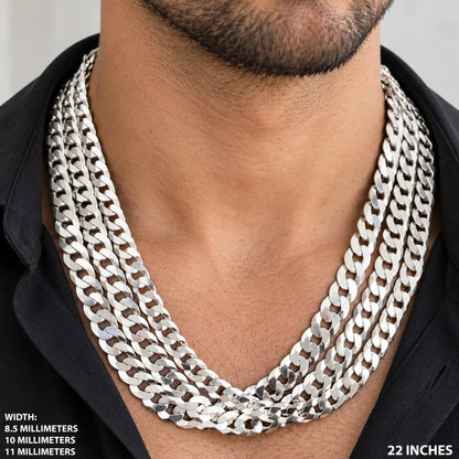 10mm Diamond Cut Curb Cuban Link Chain 22"