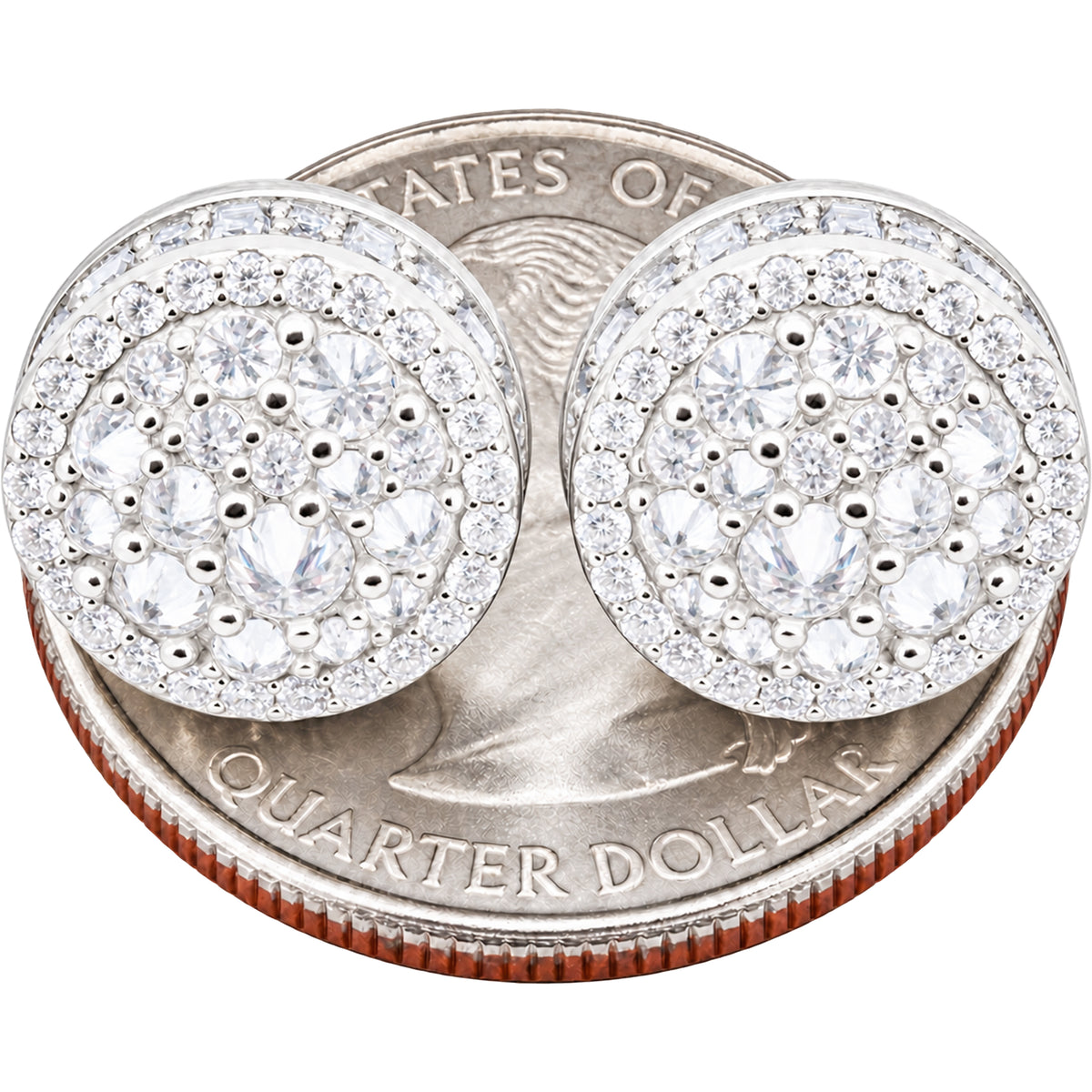 Moissanite 12mm Reverse Set Circle Cluster Studs