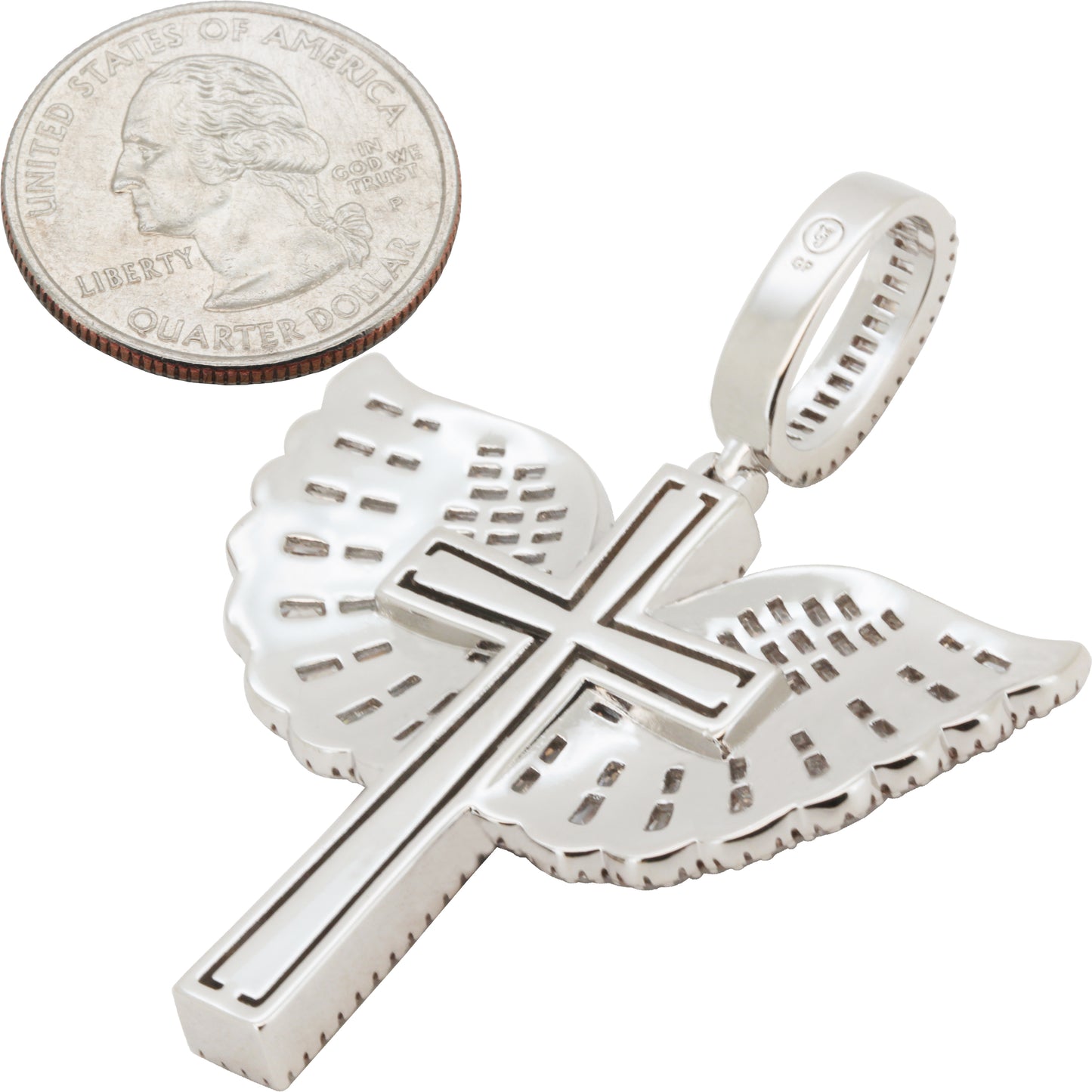 Baguette Winged Cross Pendant