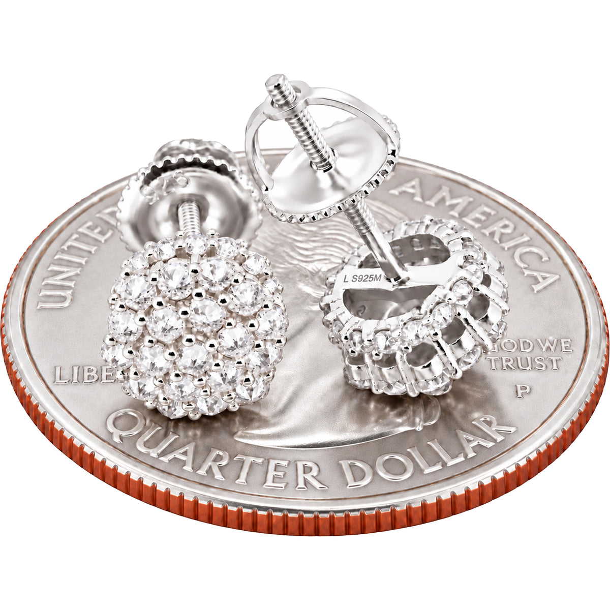Moissanite Reverse Set 7mm Hexagon Cluster Studs