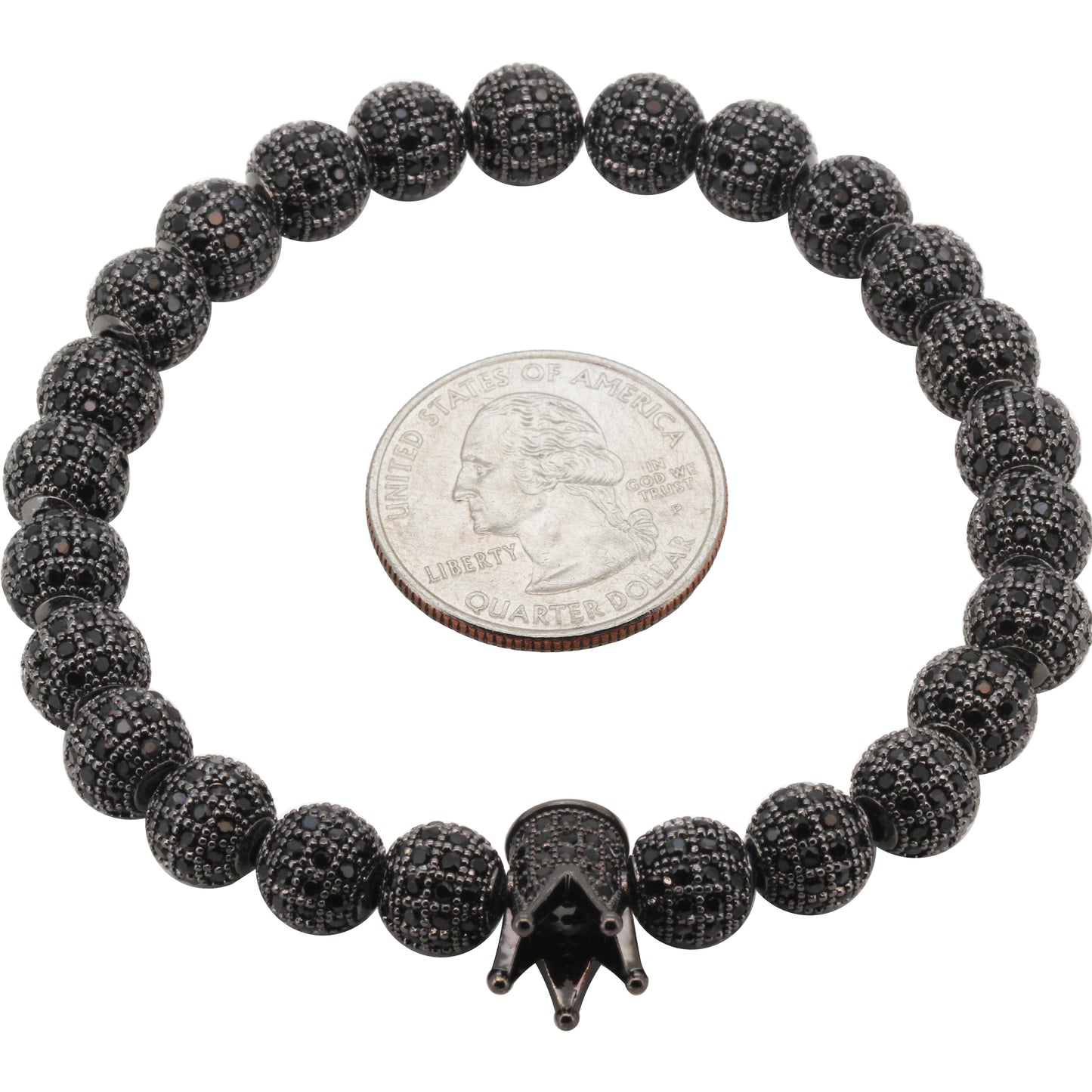 8mm Disco Ball Crown Stretch Bracelet 8"