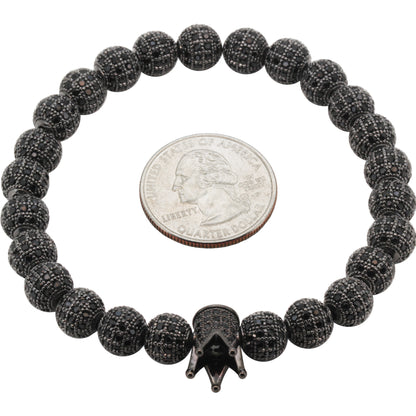 8mm Disco Ball Crown Stretch Bracelet 8"