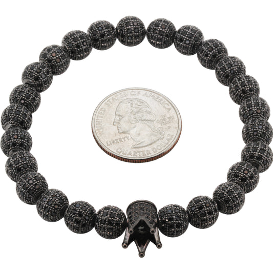 8mm Disco Ball Crown Stretch Bracelet 8"