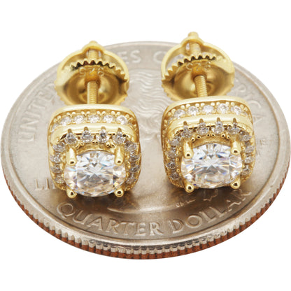 1.39ctw Moissanite 8mm Halo Square Studs