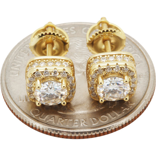 1.39ctw Moissanite 8mm Halo Square Studs
