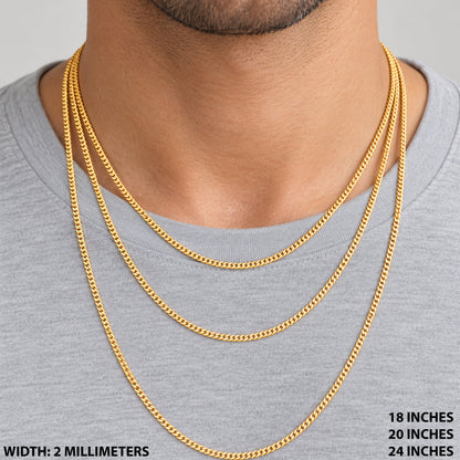 2mm Cuban Link Chain 18"
