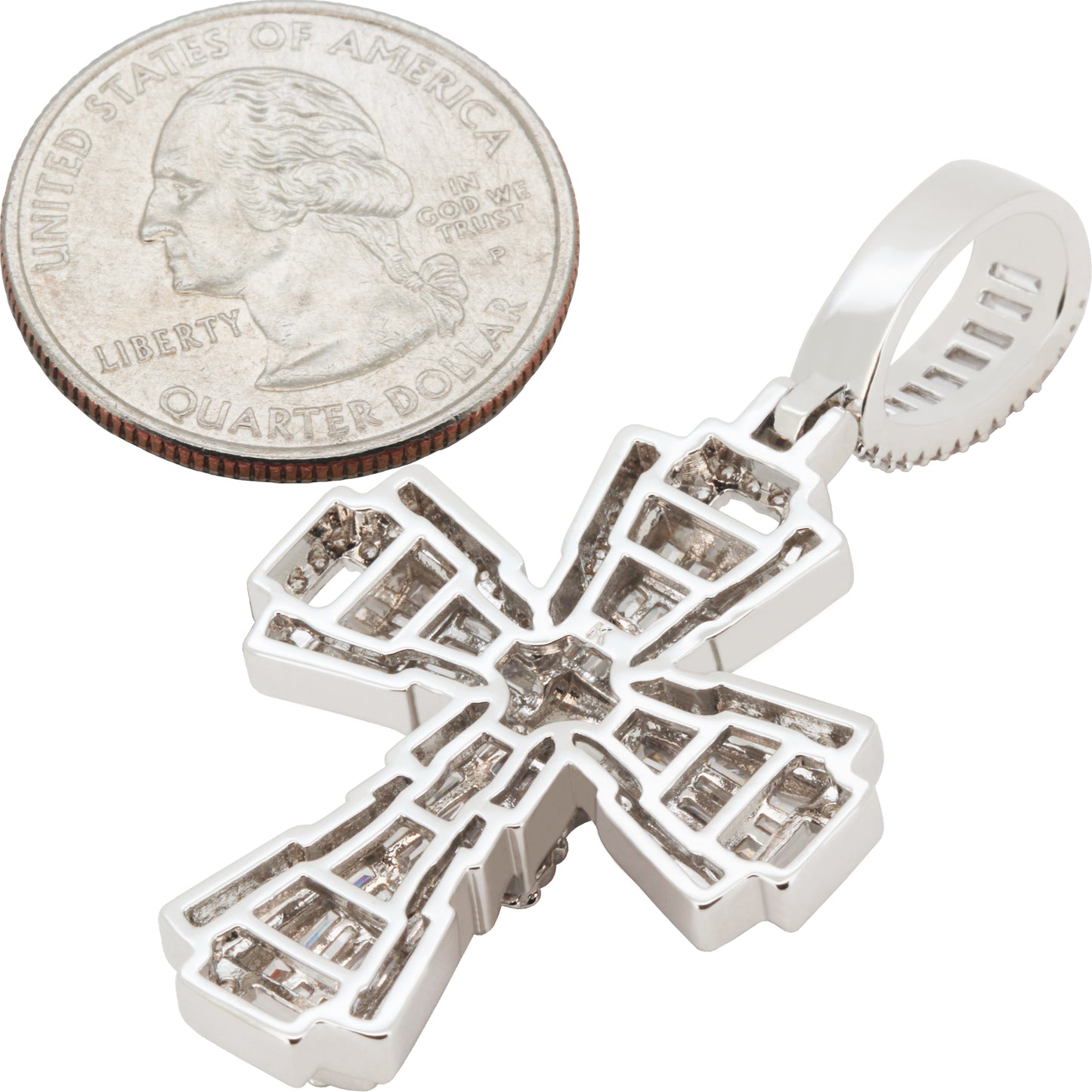 Baguette Crucifix Cross Pendant