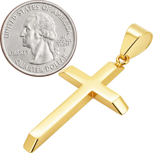 Plain 3D Solid Back Cross Pendant‎ S