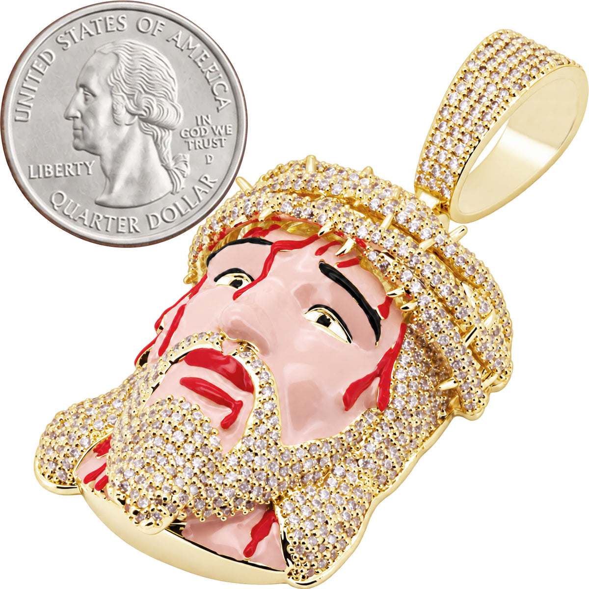 Enamel Bleeding Jesus Piece Pendant L