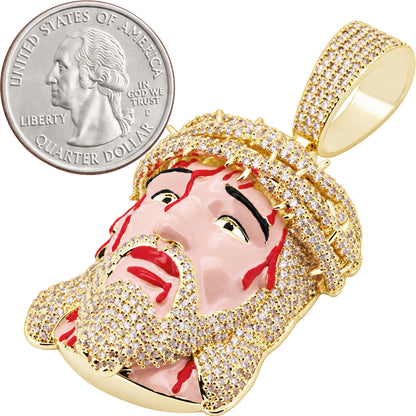 Enamel Bleeding Jesus Piece Pendant L