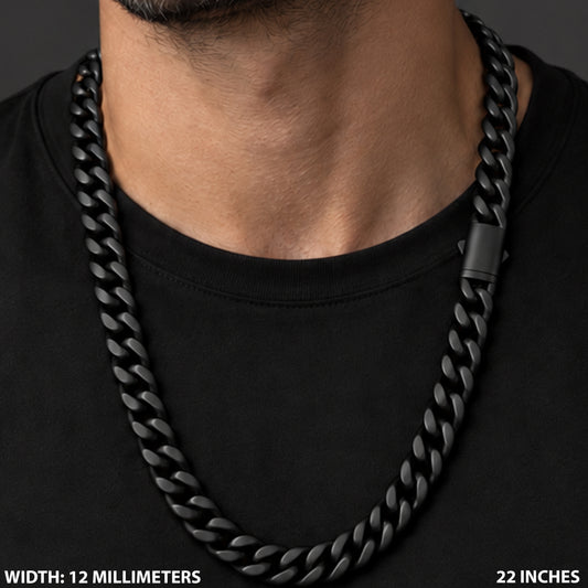 12mm Matte Cuban Link Chain 22"
