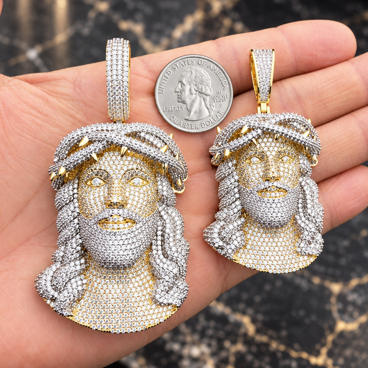 Two-Tone Jesus Piece Pendant M
