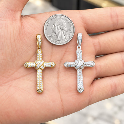 Moissanite Pavé Knot Cross Pendant