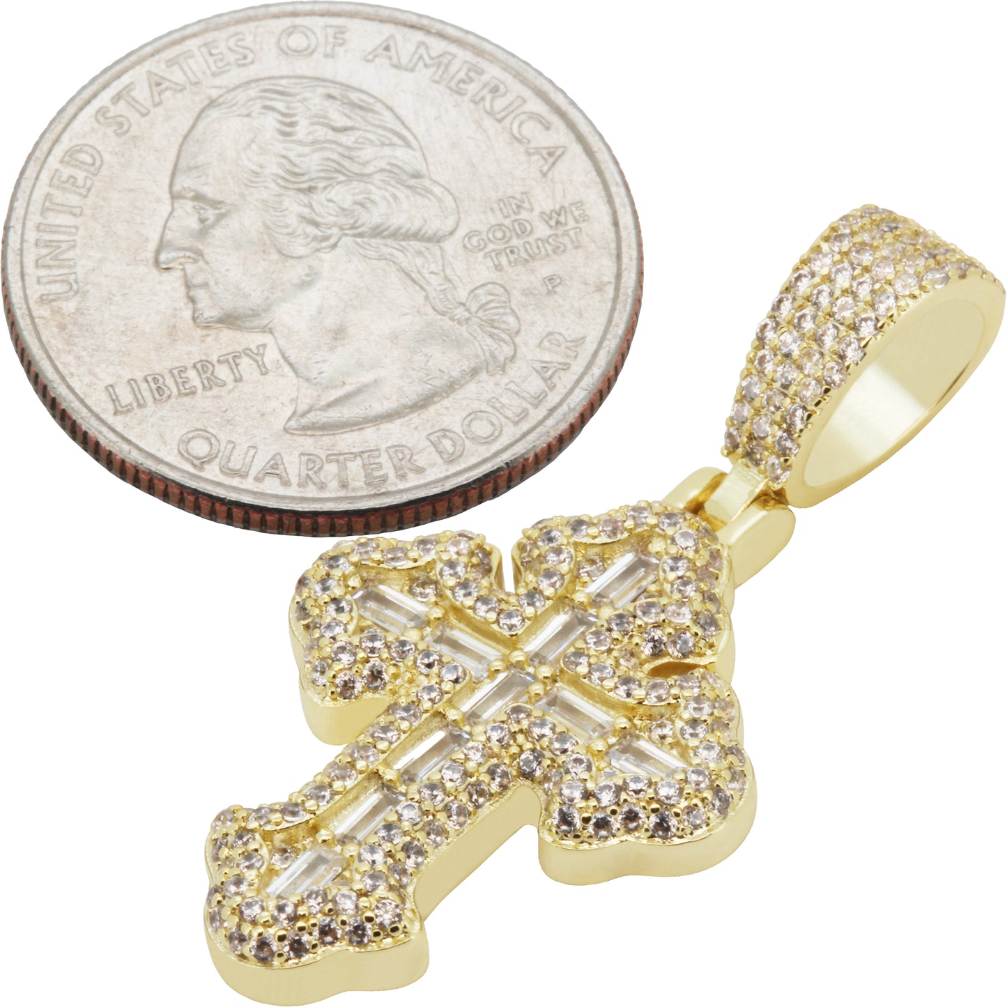 Baguette Gothic Tupac Cross Pendant S