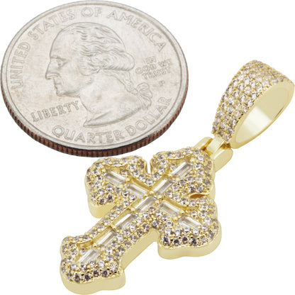 Baguette Gothic Tupac Cross Pendant S