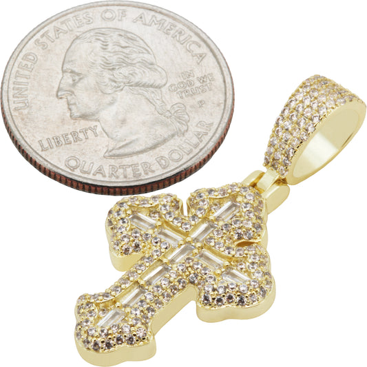 Baguette Gothic Tupac Cross Pendant S