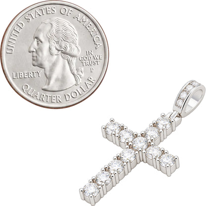 Moissanite 3mm Tennis Cross Pendant