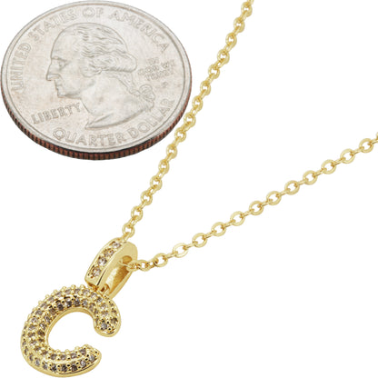 Bubble Initial Letter C Pendant Necklace 18"+2"